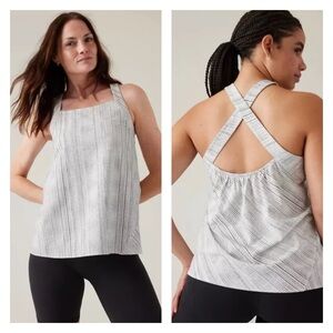 ATHLETA ARRIVAL TANK AMARA STRIPE Size XS white with black lines like new w tags